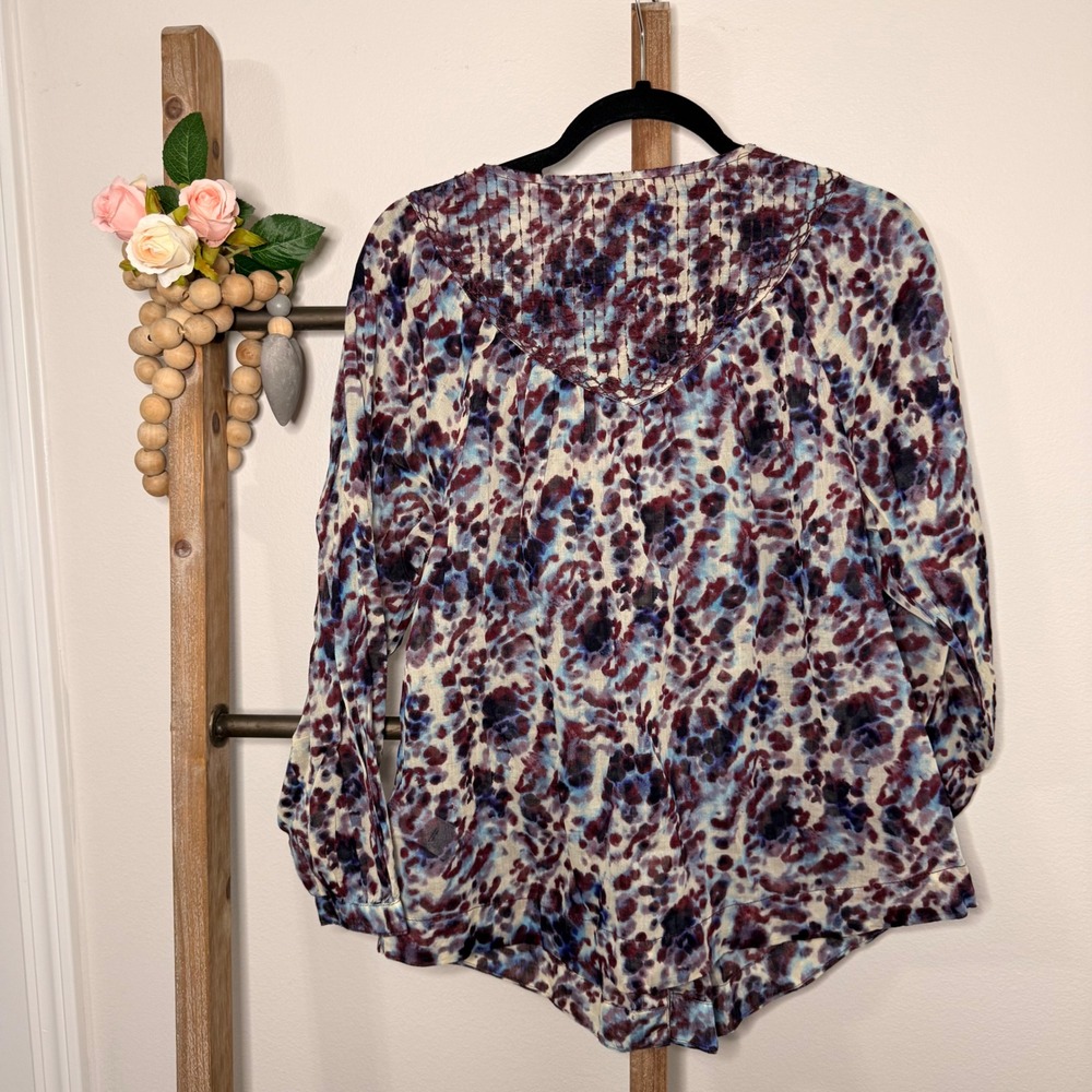 Beachlunchlounge Long Sleeve Button Up Blouse Abstract Print Size X Small - Picture 5 of 10